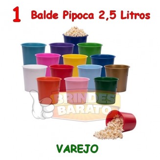 1 Balde de Pipoca 2.5 litros - Promoção - R$ 4.50 / und