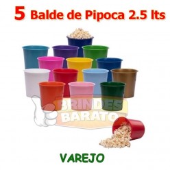 5 Baldes de Pipoca 2.5 litros - Promoção - R$ 3,70 / und