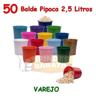 50 Baldes de Pipoca 2.5 litros - Promoção - R$ 3,20 / und